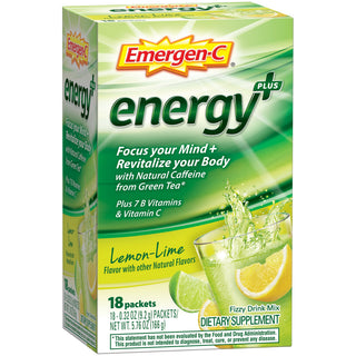 Emergen-C Energy+ (18 Count, Lemon-Lime Flavor) Dietary Supplement Drink Mix With Caffeine, 0.32 Ounce Packets