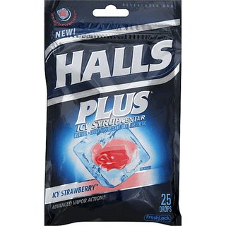 Halls Plus Cough Suppressant/Oral Anesthetic Drops, Icy Strawberry