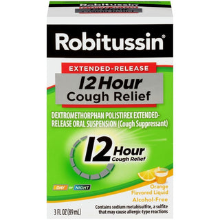 Robitussin Extended Release Orange Flavored Liquid 12 Hour Cough Relief 3 Oz