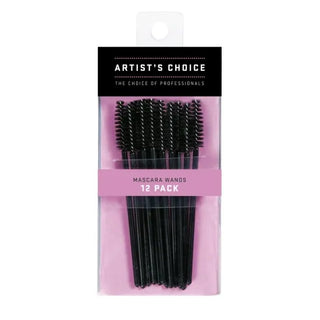 Artist's Choice Pack of 12 Disposable Single Use Curved Mascara Brush Wands
