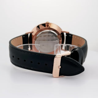 Alfred Sung Metropolitan Date Black Dial Black Leather strap watch