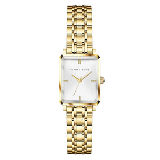 Alfred Sung Octavia XS Sunray White Dial Gold Bracelet Ladies watch