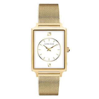 Alfred Sung Horizon Sunray White Dial Gold Bracelet Ladies watch