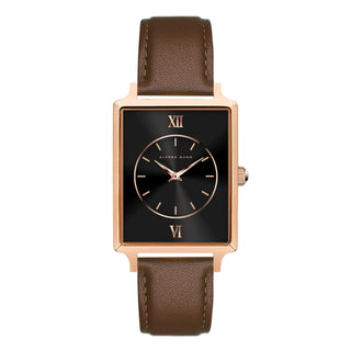 Alfred Sung Horizon Sunray Black Dial Brown Leather Strap Ladies watch