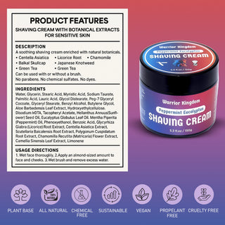 WhollyKaw Warrior Kingdom Luxury Shaving Cream - Peppermint Eucalyptus