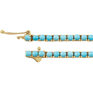 14K Yellow Gold Natural Turquoise Line Bracelet 7 1/2"
