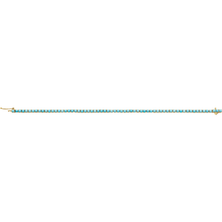 14K Yellow Gold Natural Turquoise Line Bracelet 7 1/2"