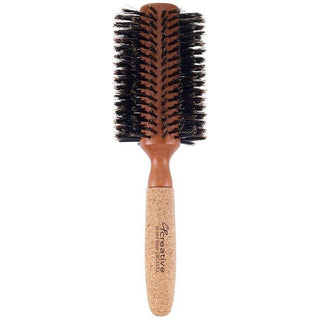 Eco-Friendly Birchwood and Cork Boar Bristle Round Hair Brush