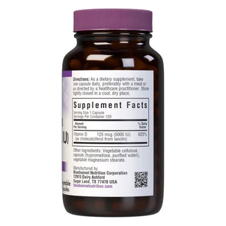 Bluebonnet Nutrition - Vitamin D3 5000 IU - 120 Vegetables Capsules