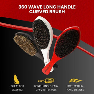 360 Wave Long Handle Curved Brush Premium Quality [All Variants]