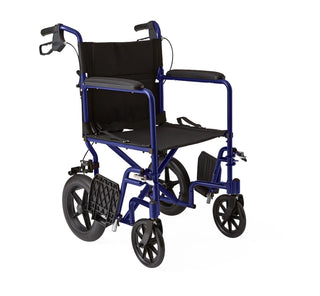 Medline Lightweight Transport Chair Adult Folding Wheelchair with 12" Wheels