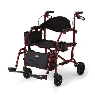 Medline Combination Rollator and Transport Chair, Desk-Length Arms, Swing Away Footrests