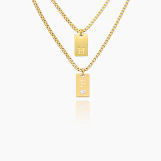 Layered Initial Tag Necklace
