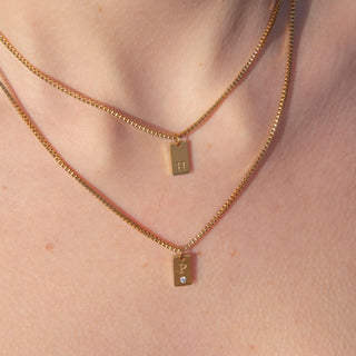 Layered Initial Tag Necklace