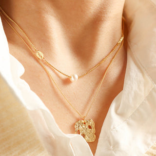 Gold-Plated Pearl Pendant Necklace, 18k on Sterling Silver