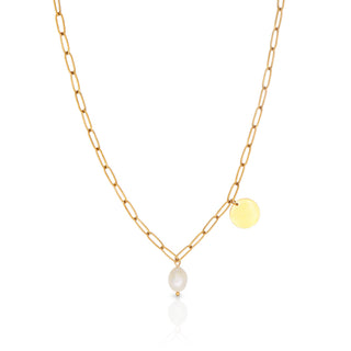 Arianne Labele Gold-Plated Pearl Pendant Necklace