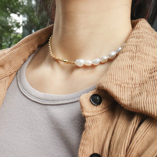 Clarica Pearl Necklace, 18k Gold-Plated Sterling Silver