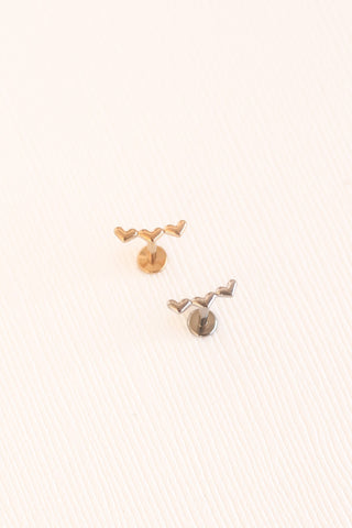 Heart Trio Flat Back Stud