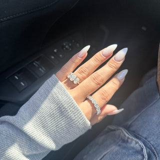 4.0ctw Three Stone Oval Cut Moissanite Engagement Ring