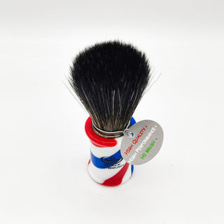 Omega Shaving Brush 196735 Black Hi Brush with Barber Pole Handle