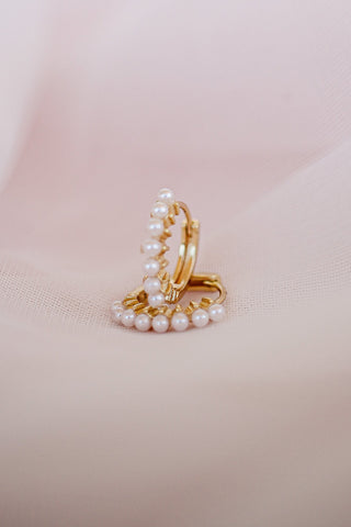 Pearl Huggie Hoop