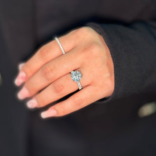 3.5ct Round Cut Moissanite Double Hidden Halo Engagement Ring