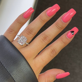 6.0ct Cuhsion Cut Moissanite Lab Diamond Accented Engagement Ring