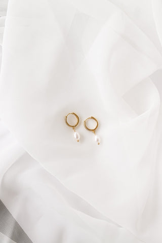 Abbey Pearl Huggie Hoop