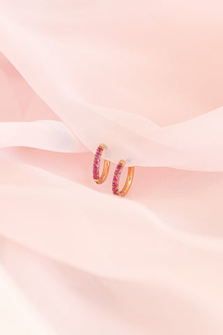 Micro Crystal Hoop in Pink