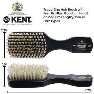 Kent - Kent OHE1 Handmade Ebony Pure White Bristle Hair Brush