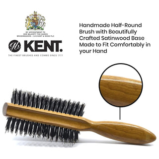 Kent LHS7 Handmade Half Radial Satin Wood Pure Bristle Hair Brush