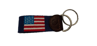 Key Fob - USA Flag Hand-stitched Needlepoint