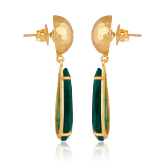 Ocean Tide Drop Earrings - Green Onyx