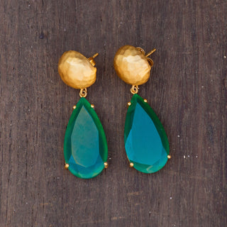 Ocean Tide Drop Earrings - Green Onyx