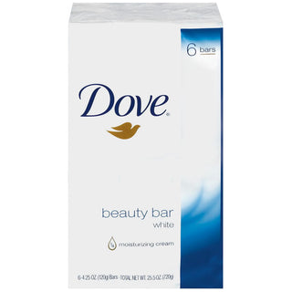 Dove Original Beauty Bar Soap with 1/4 Moisturizing Cream, White, 6 Bars