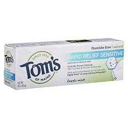 Tom's of Maine Natural Toothpaste Rapid Relief Sensitive Fluoride Free Fresh Mint, 4 Oz