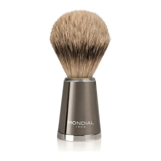 Mondial 'Vespucci' Ruthenium Metal Brush with Super Badger PE-065-LRT1