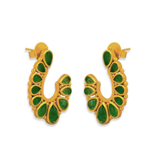 Riverbend Earrings - Green Strawberry Quartz