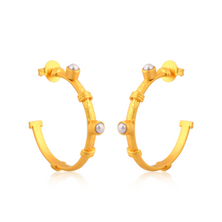 Sparkling Shore Hoop Earrings - Pearl