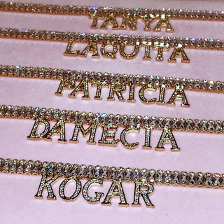 Iced Custom Name Dangle Letter Baguette Necklace