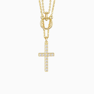 Gold Layered Circle Cross Necklace