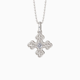 Byzantine Fleur De Lis Cross Pendant Necklace