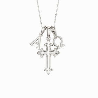 Alpha Omega Cross Pendant Necklace