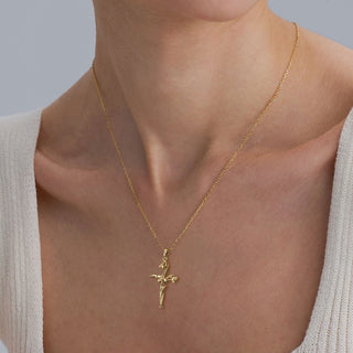 Floral Cross January Snowdrop Birth Flower Necklace