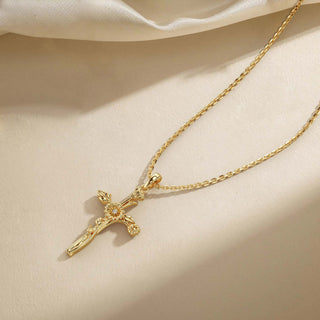 Floral Cross April Daisy Birth Flower Necklace