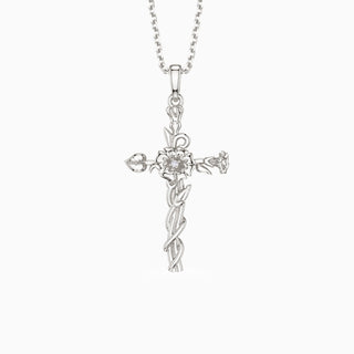Floral Cross September Morning Glory Birth Flower Necklace