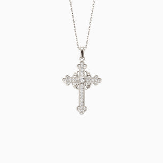 Fleur-de-Lis Radiance Cross Pendant Necklace