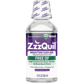 ZzzQuil Nighttime Sleep Aid Alcohol Free Soothing Mango Berry Flavor Liquid 12 Oz