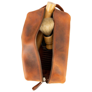 Oswego Men's Leather Dopp Kit & Small Travel Handbag