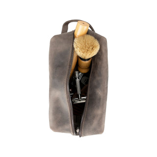 Oswego Men's Leather Dopp Kit & Small Travel Handbag